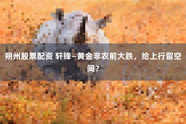 朔州股票配资 轩锋—黄金非农前大跌，给上行留空间？